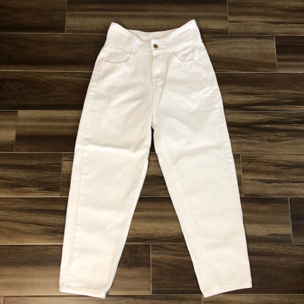 44) White High Waisted Ankle Jeans, XS-S*